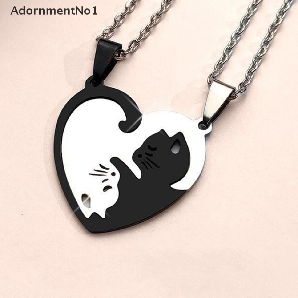 (AdornmentNo1) Kalung Rantai Dengan Liontin Kucing Bahan Stainless steel Untuk Pasangan / Pria / Wanita