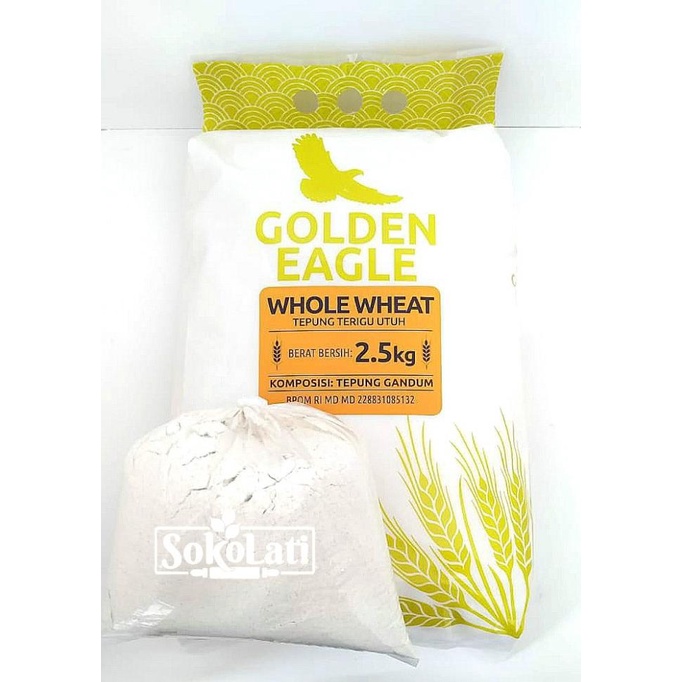 

[[COD]] Tepung Gandum Golden Eagle Whole Wheat Repack 500gr TERUJI Kode 1265