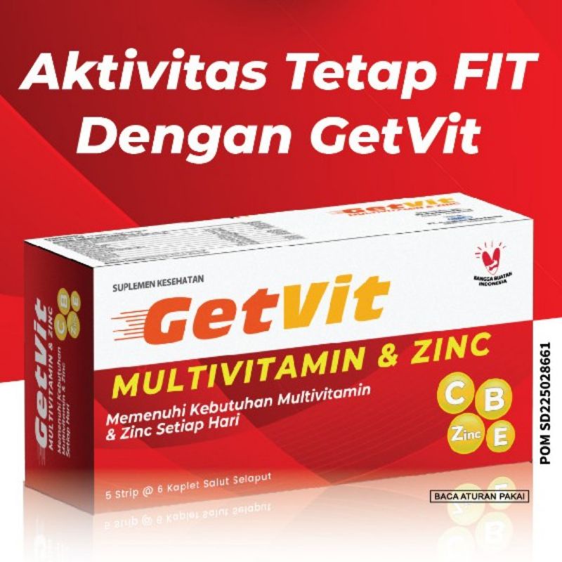 GetVit Multivitamin & ZINC / suplemen kesehatan / daya tahan tubuh / Vit C B1 B2 B6 B12