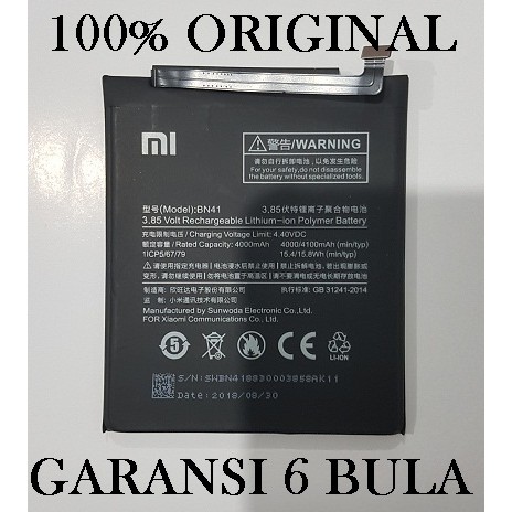 Baterai battery Redmi Note 4 XIAOMI BN41 Original100%