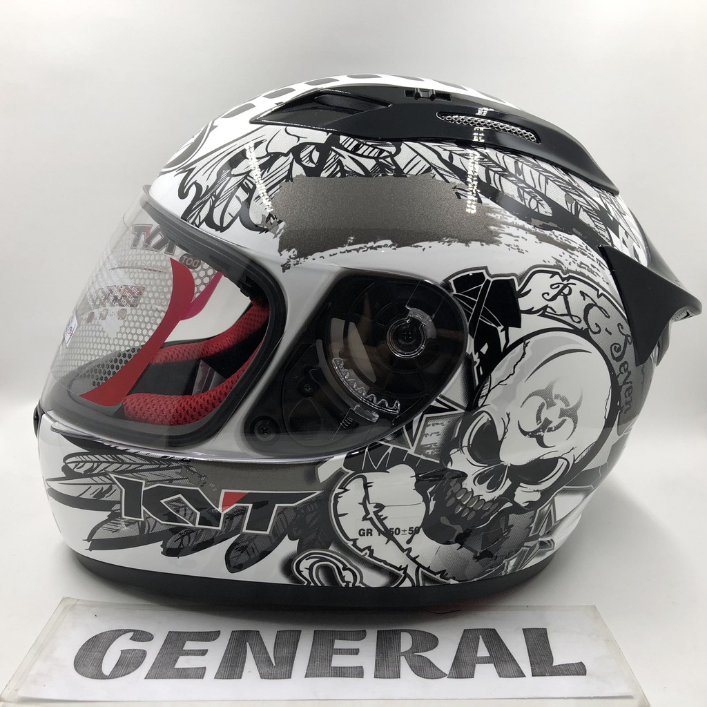 Helm KYT RC 7 RC Seven #13 White Black Gunmetal Putih Hitam Full Face