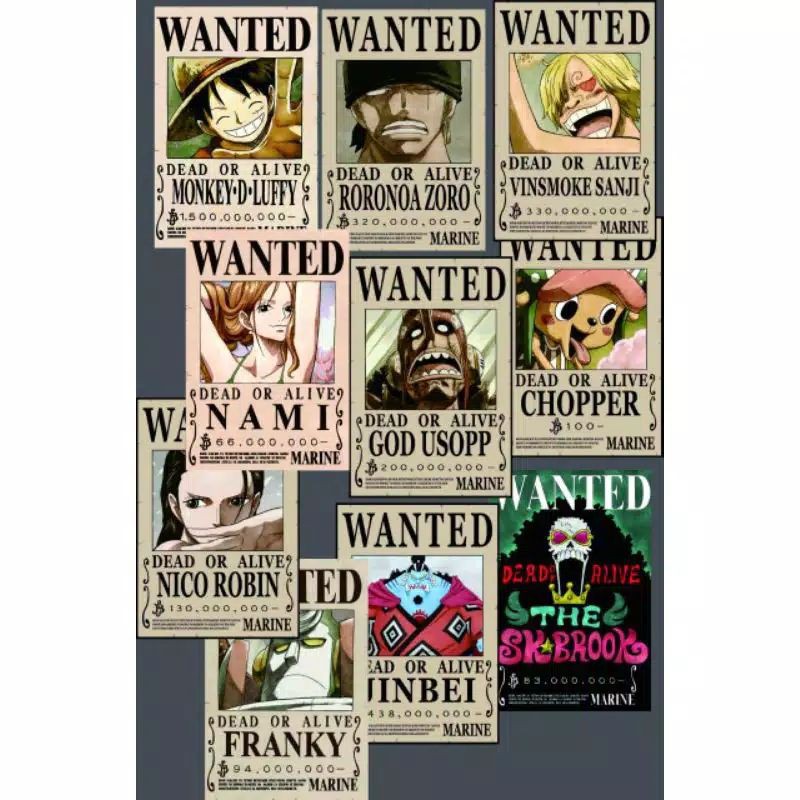 Poster buronan one piece full crew mugiwara