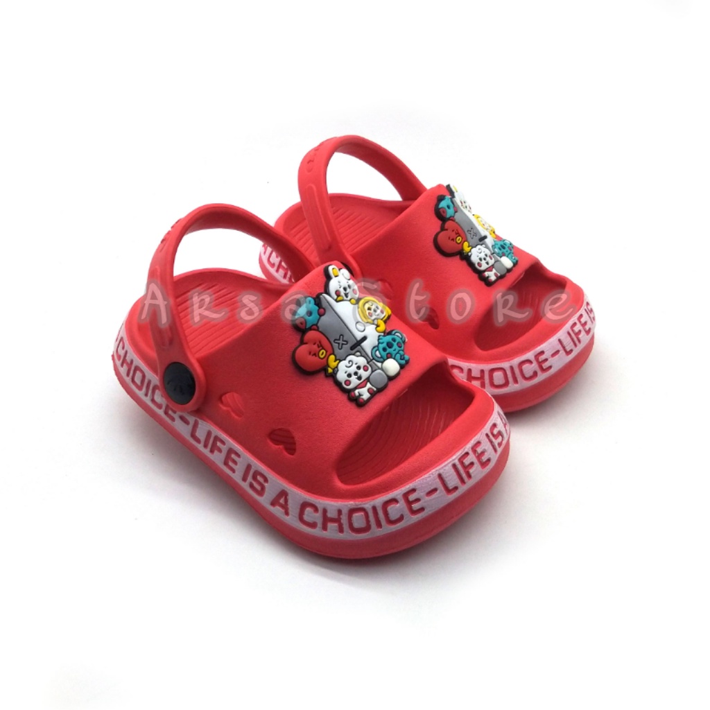 Sendal Baim BTS Anak Perempuan Umur 1 2 3 4 tahun / Sandal Anak Cewek Motif BT21 Terbaru / Kado Lucu Untuk Anak