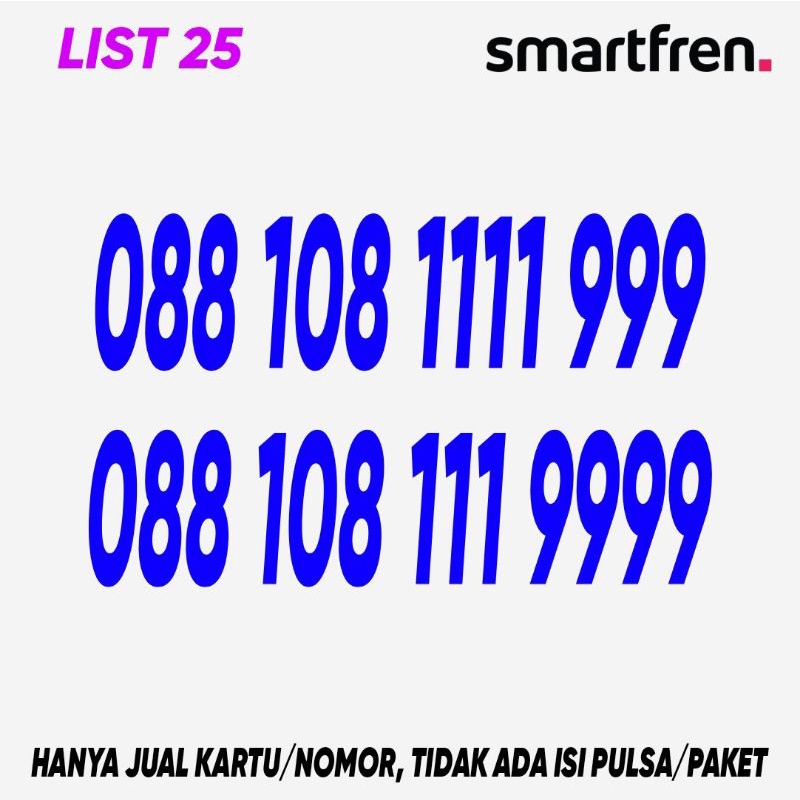 NOMOR CANTIK SMARTFREN PRABAYAR LIST 25