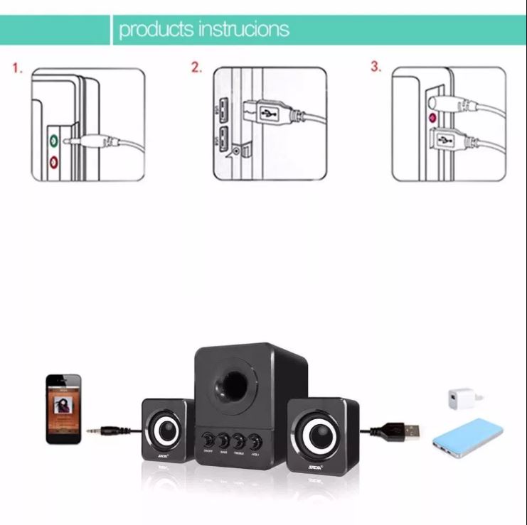 SADA D-203 Speaker Stereo 2.1 with Subwoofer &amp; USB Power -HITAM