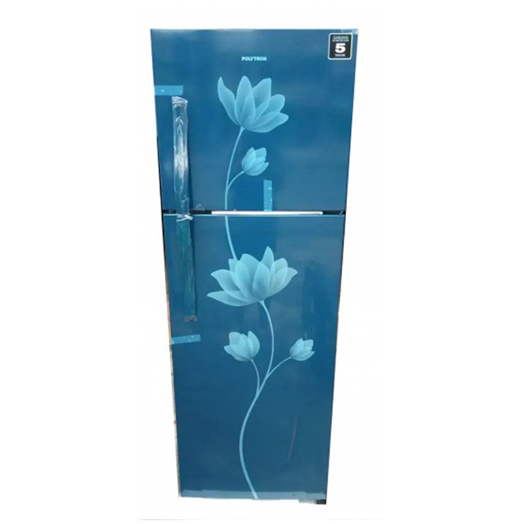 POLYTRON PRB 289 B KULKAS 2 PINTU 240 LITER / BLUE / RAK TEMPERED GLASS / PRB289B