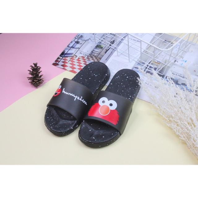 (3BLACK ELMO) SANDAL SLOP BOLONI ELMO KEKINIAN MURAH-Merah