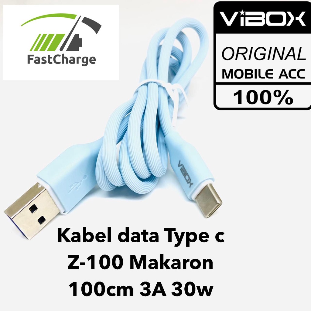 Kabel Data Vibox For Android Z100 MACARON A METER 3A 30W Kabel Charger Casan Vibox Micro dan Type-C