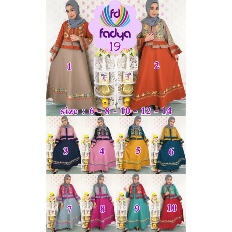 setelan fadya/setelan anak katun bordir/setelan anak muslim fadya 19 NON HIJAB