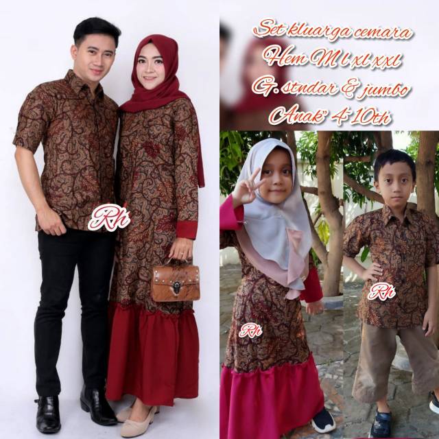 Couple family batik set sarimbit keluarga cemara merah