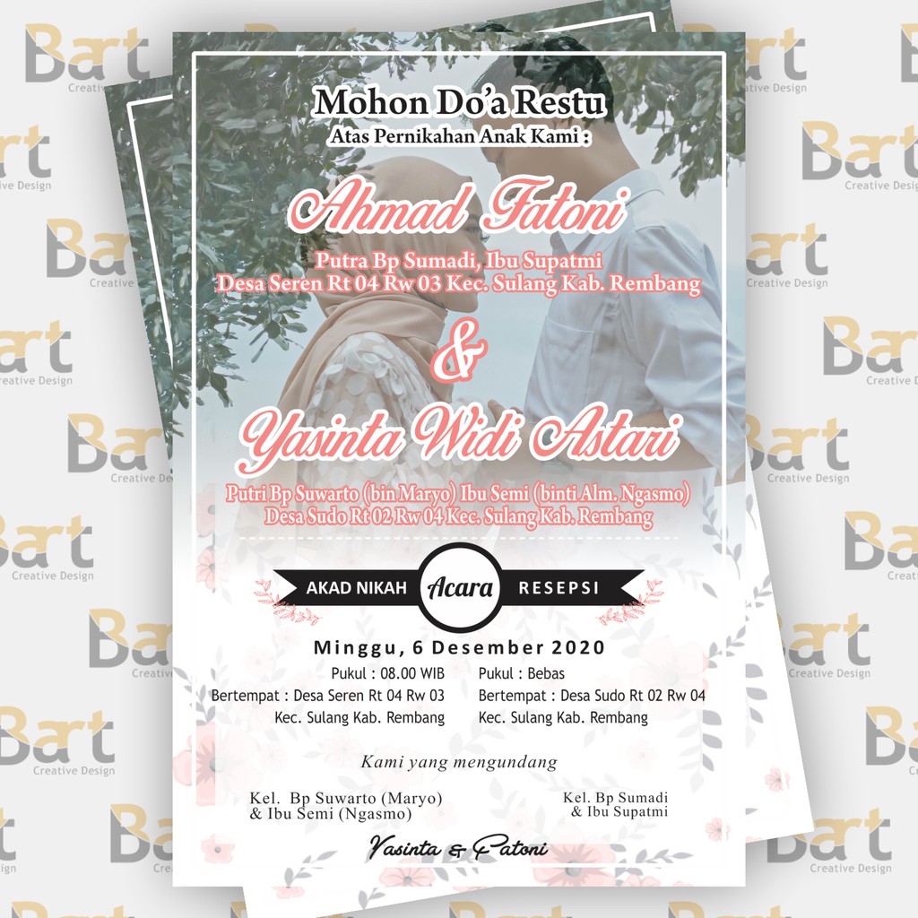 Kartu Tasyakuran Pernikahan Kartu Ucapan Pernikahan Undangan tasyakuran