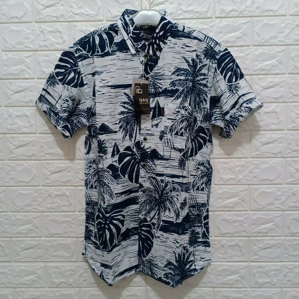 Kemeja Hawaii Pria Motif/ Kemeja Hawai Pria Bahan Rayon Lengan Pendek Baju Kemeja Hawai Pria Pantai Cowok Bali REGGAE Cowok Pendek Satai Rayon Halus Motif Printing Retro [COD]