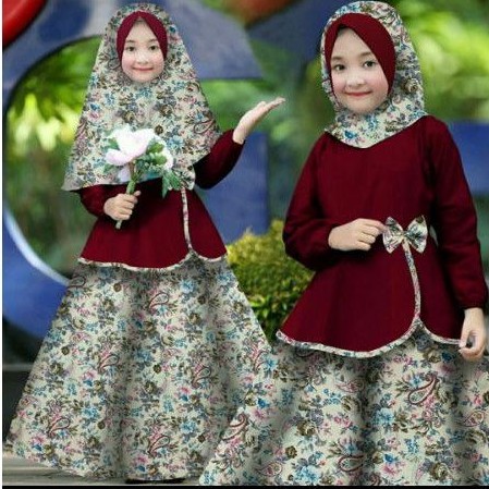 gamis anak terbaru ayesha marun baju busana muslim anak maxi dres muslim