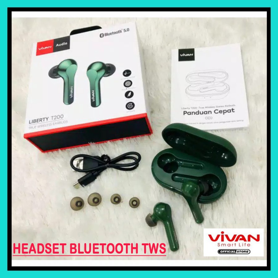 NA - Headset Bluetooth TWS 5.0 Vivan Wireless Earbuds HD Sound T200