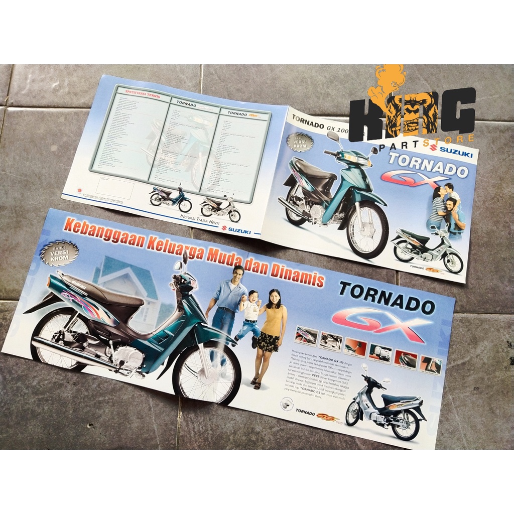 BROSUR POSTER SUZUKI TORNADO GX HIJAU TUA GS SILVER ORIGINAL - FLYER KATALOG SPESIFIKASI RC100 CDS R