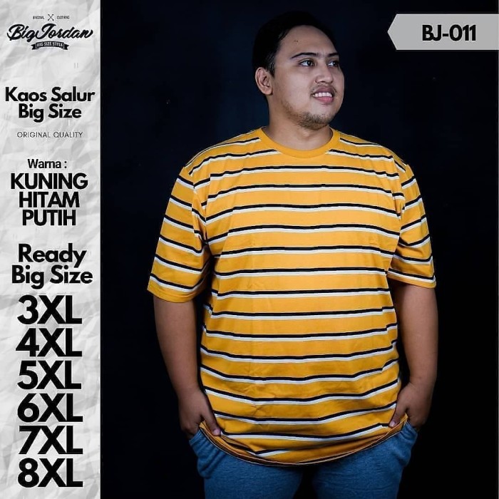  Baju  kaos garis  garis  pria  big size 4XL 5XL 6XL 7XL 8XL 