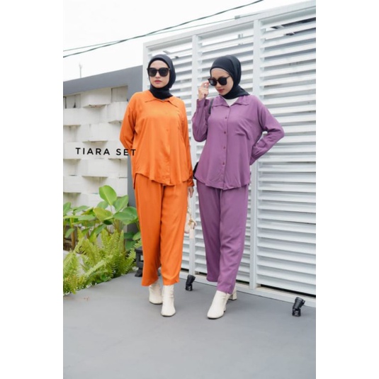 BISA COD TIARA ONESET ONE SET POLOS SETELAN PIYAMA WANITA KEMEJA PANJANG BUSUI FULL KANCING SETCEL K