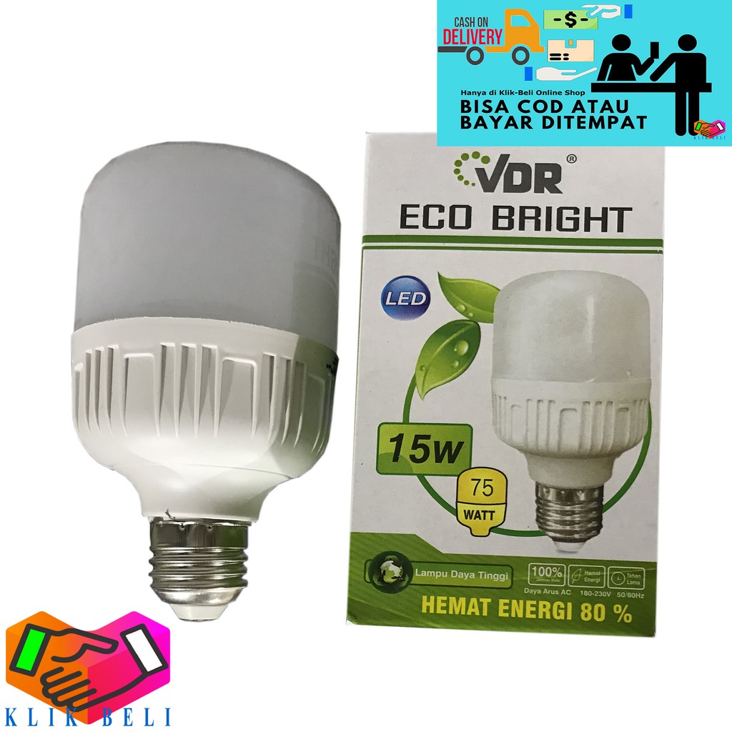 Bohlam Capsule 15 Watt VDR Eco Bright LED 15W Super Terang Lampu Kapsul Hemat Energi Listrik