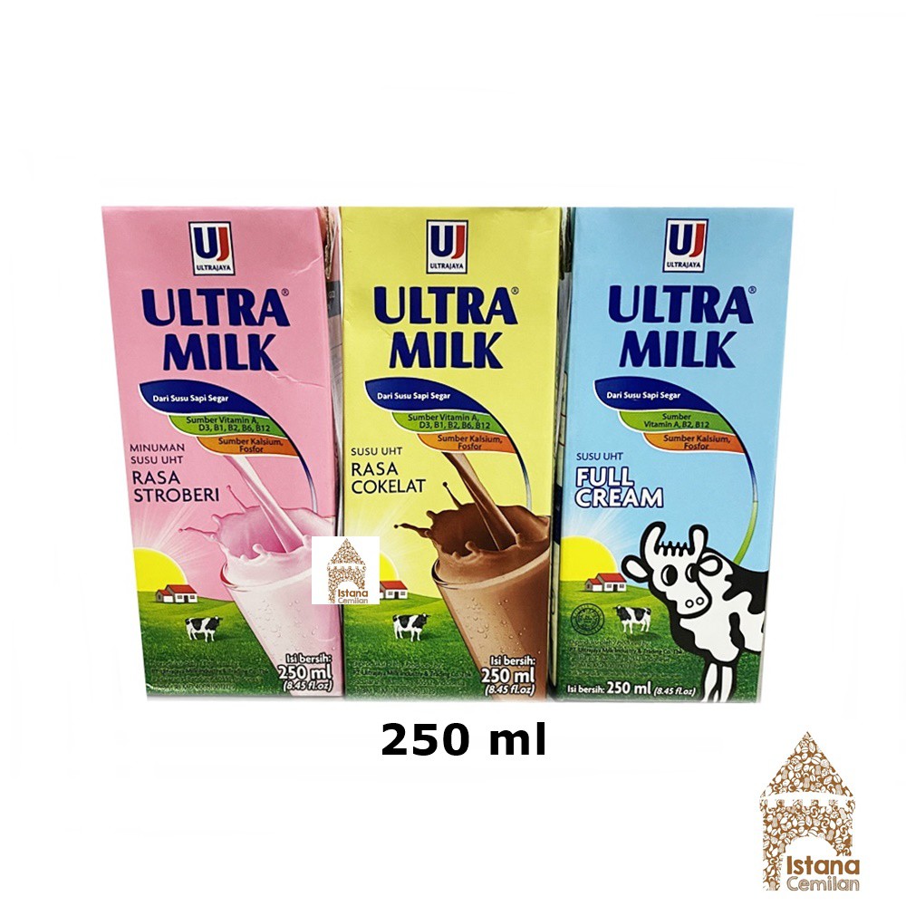 Ultra Milk Susu 250 ML Chocolate / Full Cream / Strawberry