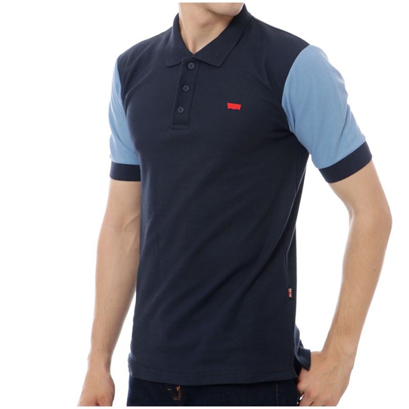 Kaos Polo Shirt Kerah Pria Premium Navy Baby Blue