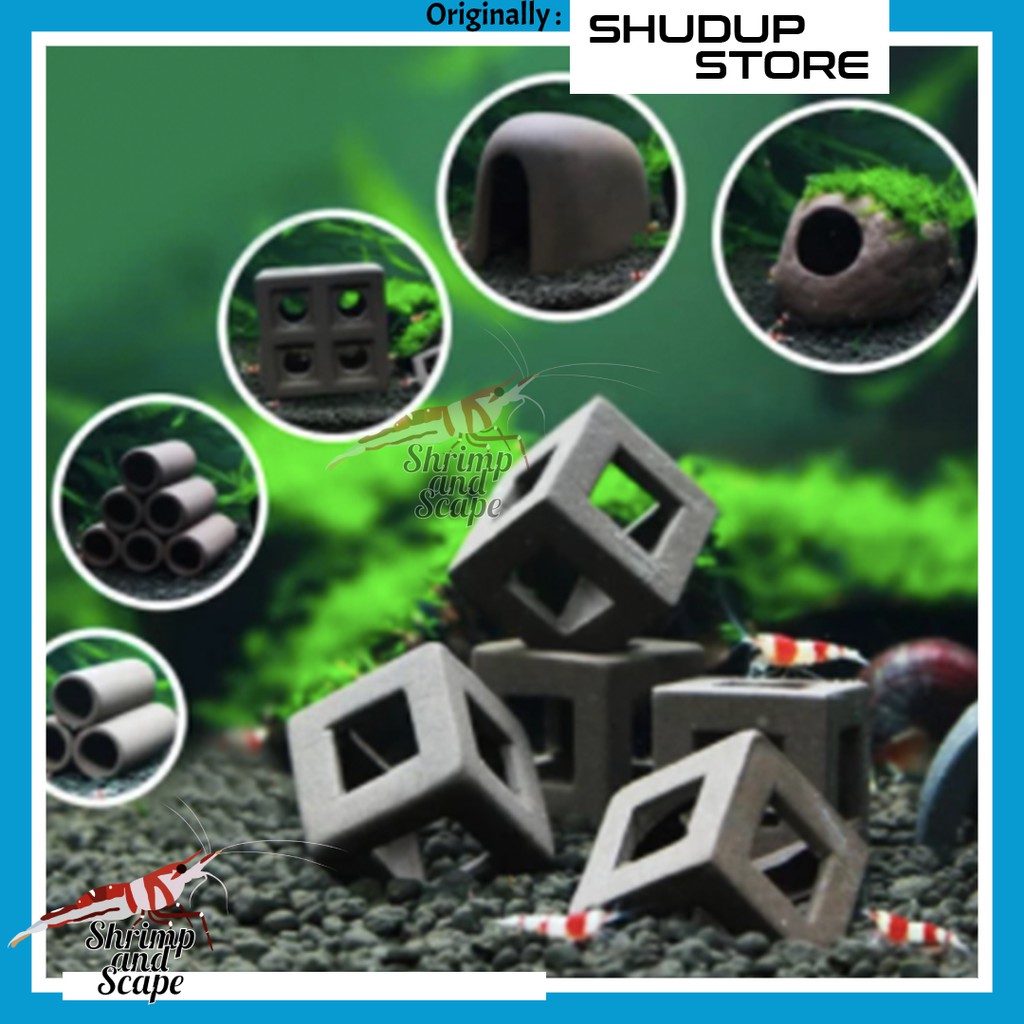 Shrimp Shelter Cube / Tempat Sembunyi Shrimp Kotak Clay