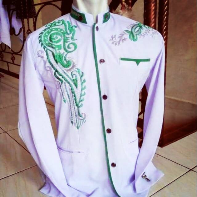 JASKO BORDIR JASKO DEWASA JASKO PRIA /MOTIF BORDIR LIS HIJAU