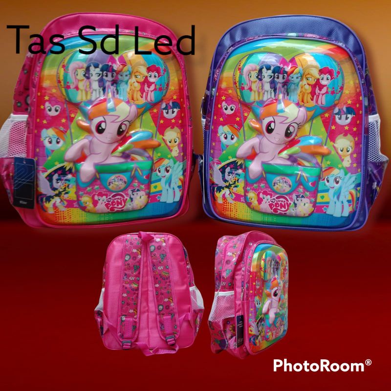 TAS SEKOLAH ANAK SD PEREMPUAN KUDA PONY TIMPUL LAMPU LED