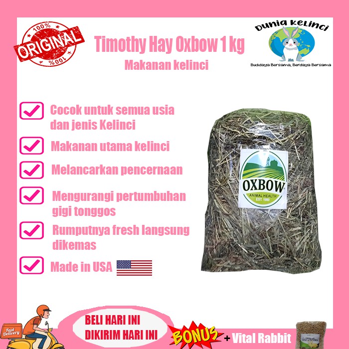 TIMOTHY HAY OXBOW 1 KG MAKANAN KELINCI GUINEA PIG MARMUT