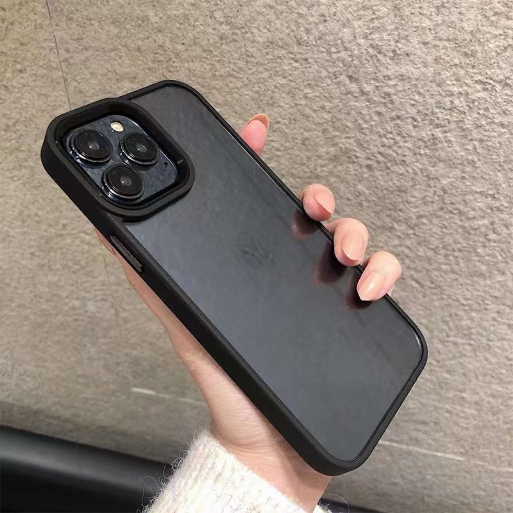 Case Pelindung Lensa Warna Ungu matte Transparan Tahan Banting Untuk iphone 14 pro max 12 11 pro max