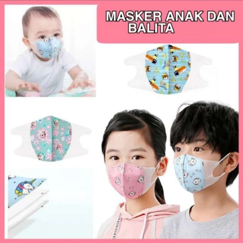 Masker Kain duckbill Anak 4 - 12 Tahun Motif Gambar 3 Ply isi 50