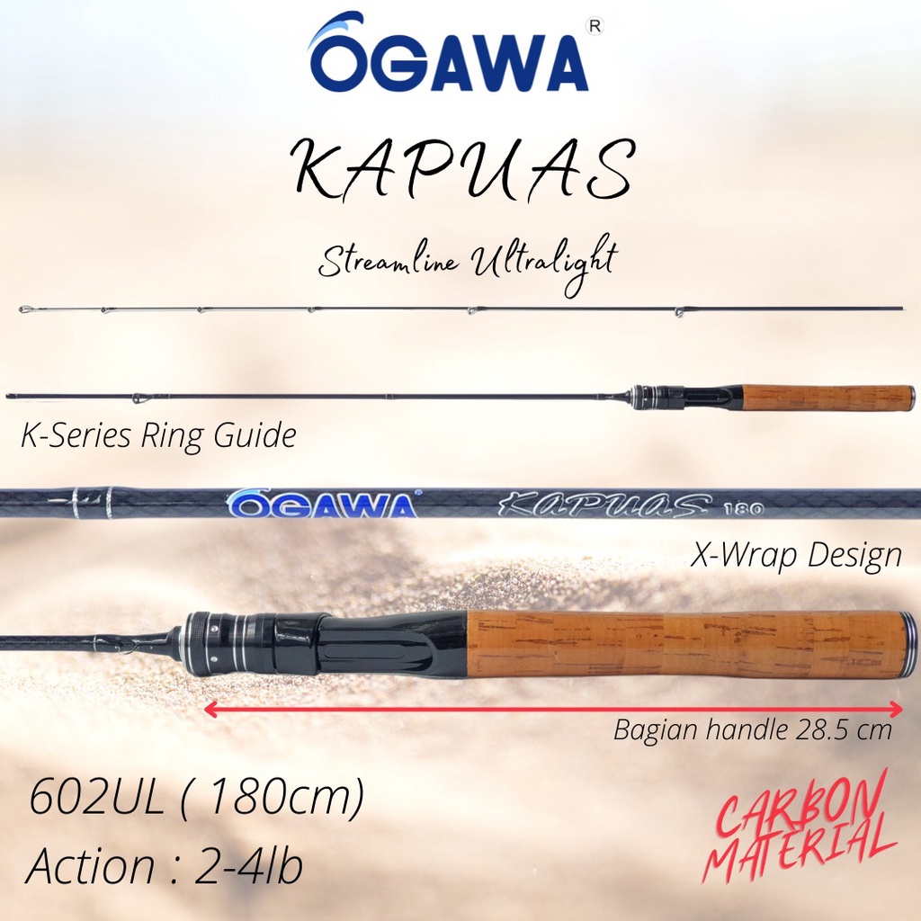 Joran Ultralight Terbaru Steamline Ogawa Kapuas 180 602UL 2-4Lb Blank Carbon Solid Murah