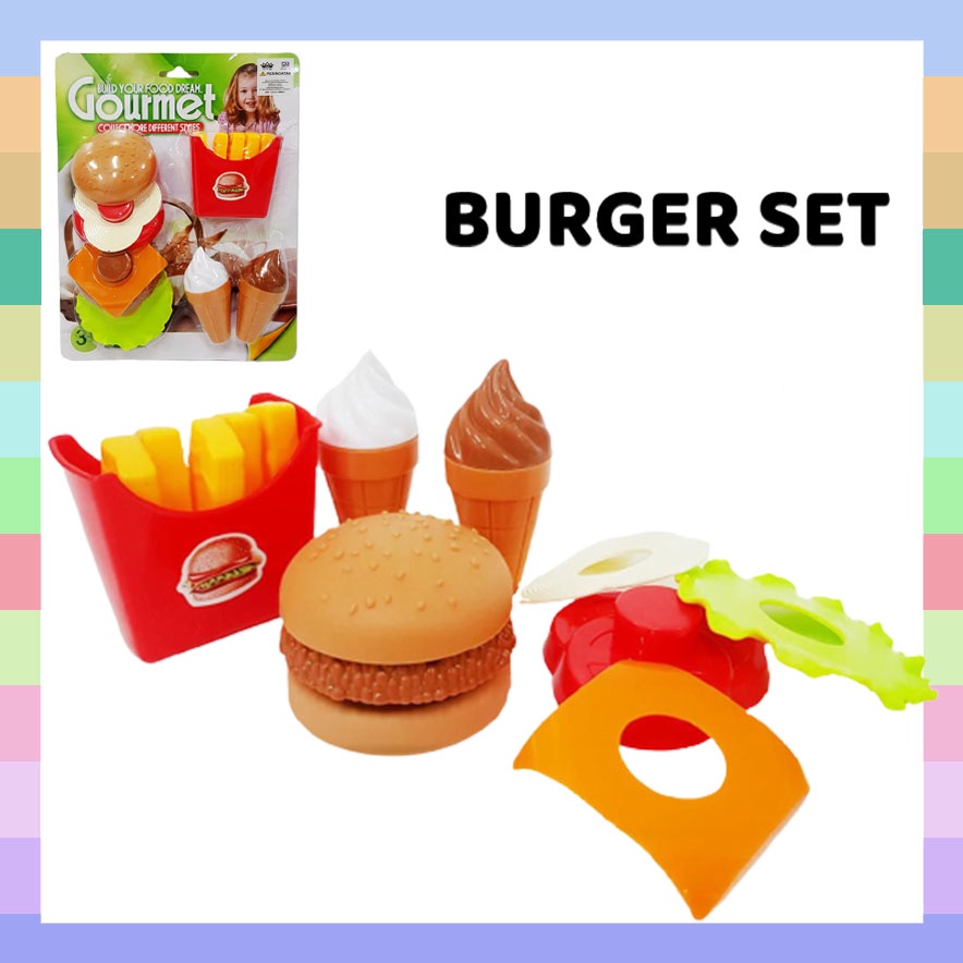 Mainan Anak Gourmet Burger/ Mainan Masak Burger Set 800E