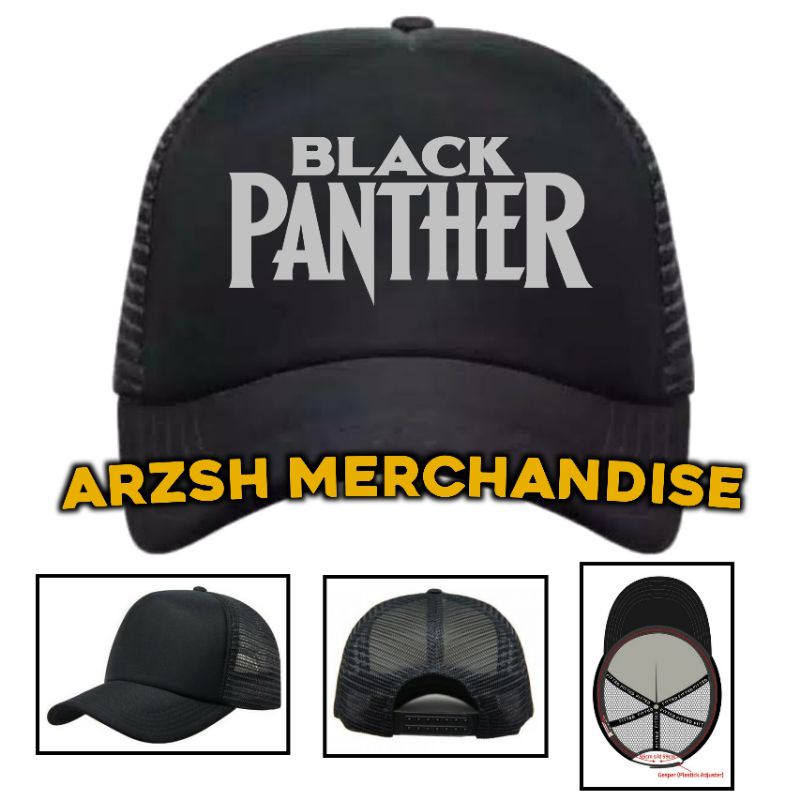 Topi Black Panther Trucker Jaring - Topi Trucker Jaring Black Panther