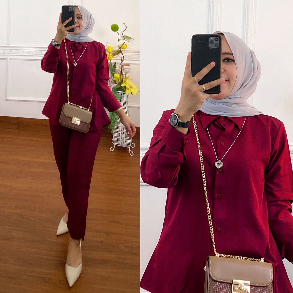 Adara Set One Set Celana Wanita Setcel Wanita One Set Polos Setcel Shakila Set Wanita Kekinian One S