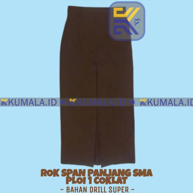 Seragam Sekolah Rok Panjang Span Coklat SMA Belah 1 Depan Rok Pramuka SMA Bahan Drill Super ~ KUMALA
