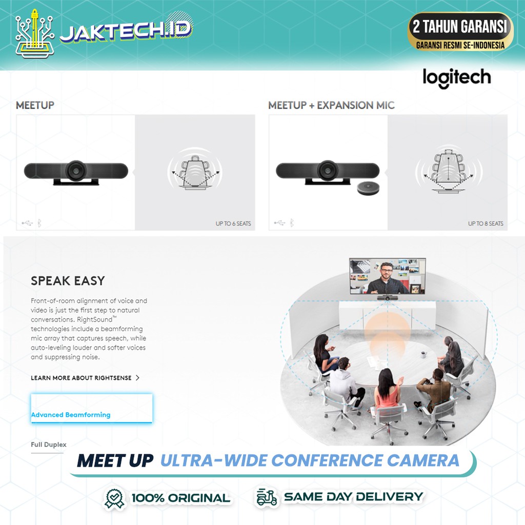 Logitech MeetUp Video Conference Cam All in One Webcam GARANSI RESMI