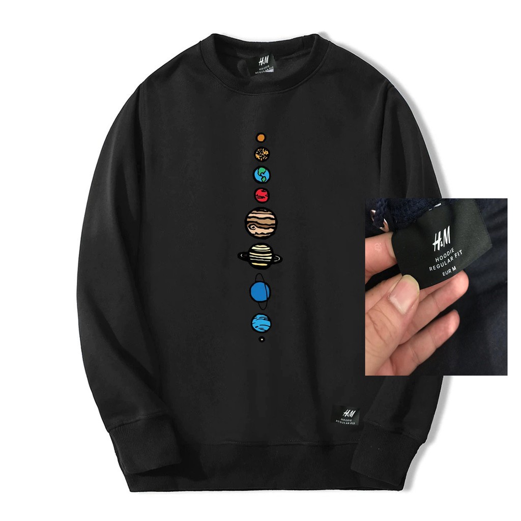 Sweater Crewneck Nasa h&amp;m Premium Quality Unisex Bahan Fleece Tebal Full Label Terlaris