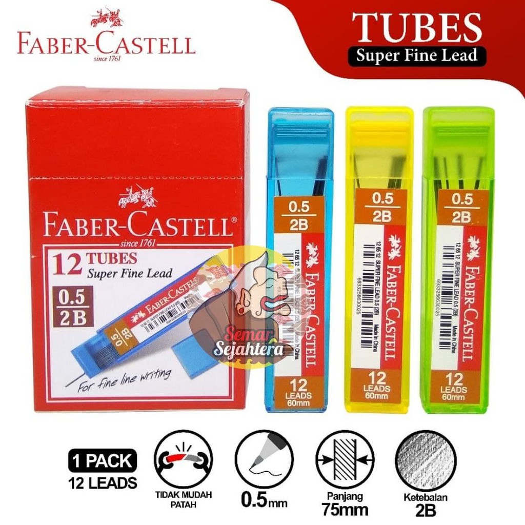 

[PCS] FABER CASTELL LEAD PENCIL REFILL 2B 0.5 MM ECO ISI PENSIL MEKANIK*