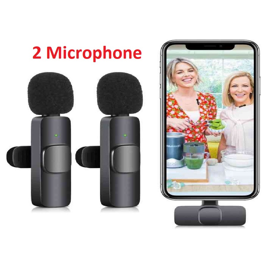 Mic Wireless Smartphone Clip On Vlog Lavalier Microphone Wireless