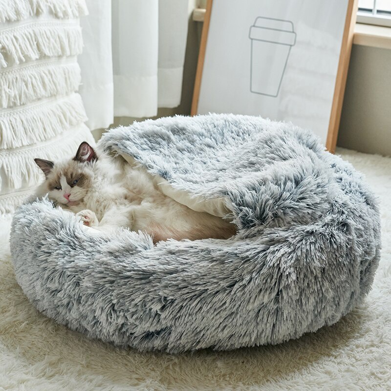 Jual Produk Preorder Round Plush Cat Warm Bed House Soft Sleeping Sofa Pet Dog Cat Bed Long Plush Beds Indonesia Shopee Indonesia