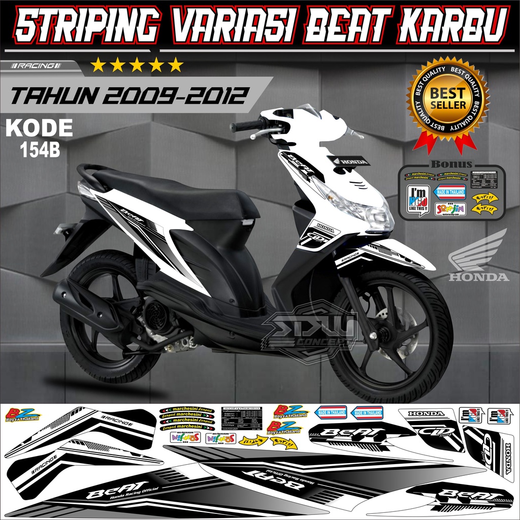 Striping Beat Karbu Stiker Lis Motor Beat Karbu Variasi kode 154