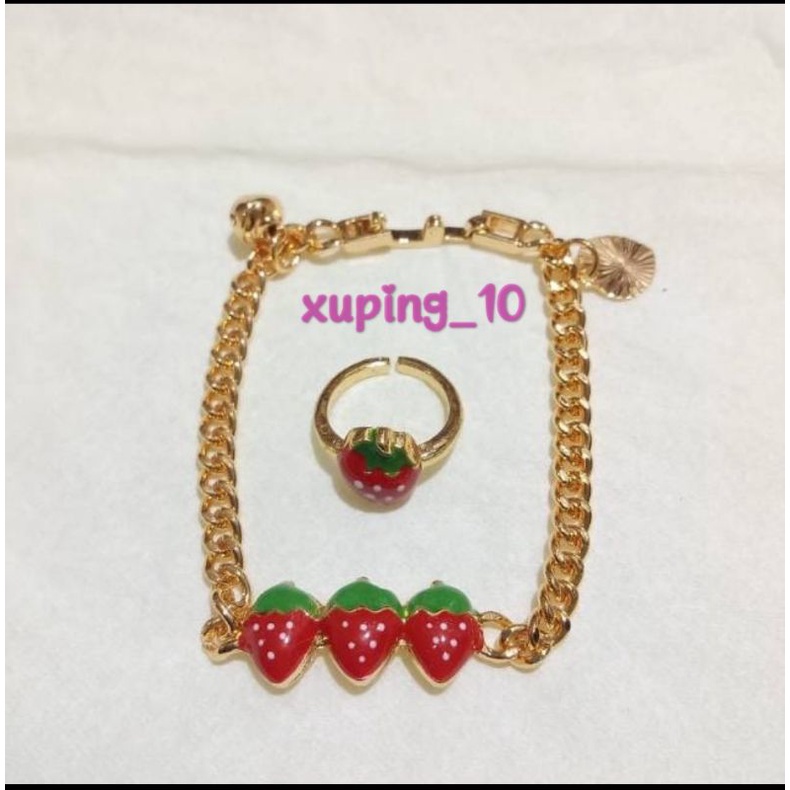 Perhiasan xuping Gelang dan cincin anak xuping strawberry