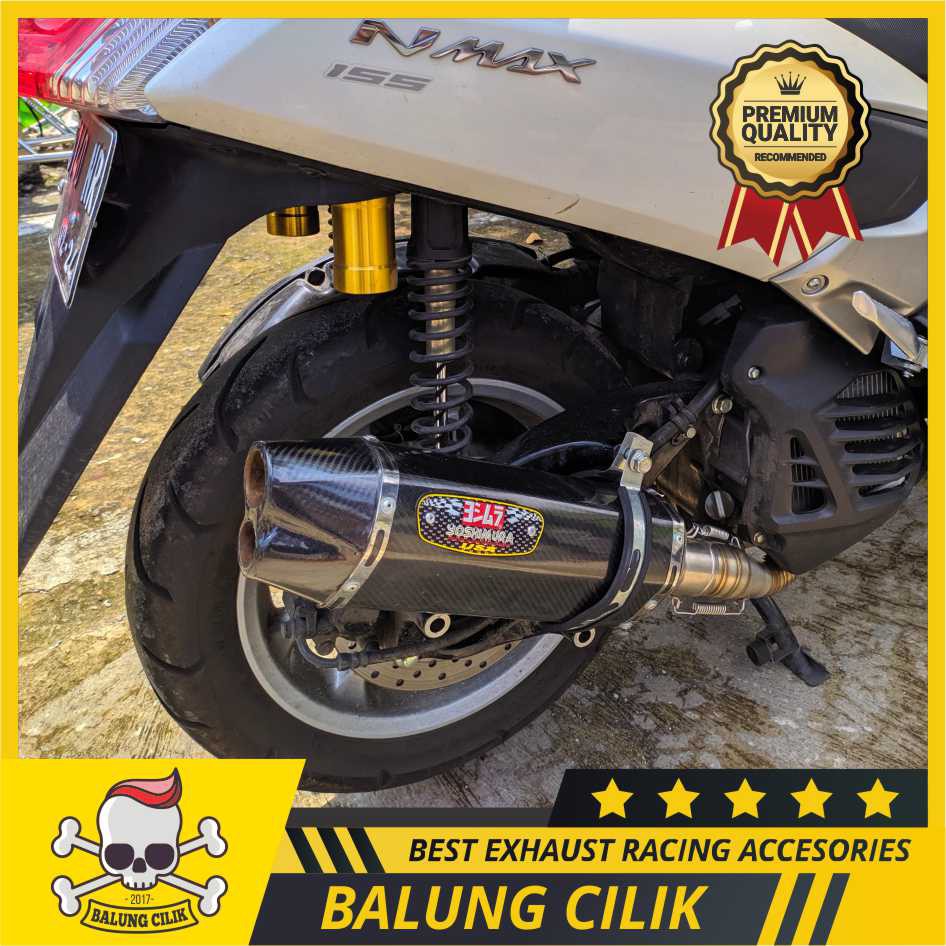 KNALPOT NMAX YOSHIMURA R77 2 LOBANG CARBON FULL STAINLESS. Knalpot Racing YOSHIMURA R77 Yamaha N Max