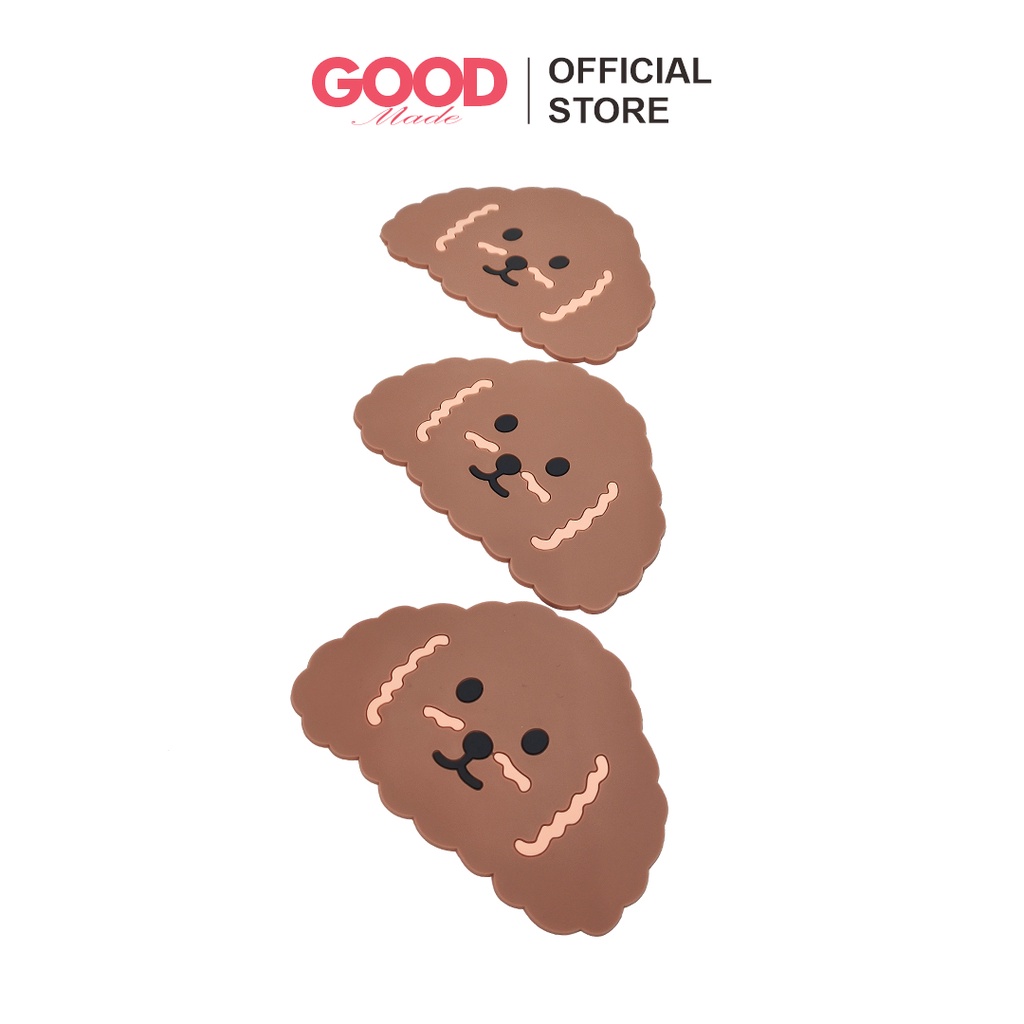 GOOD MADE - Tatakan Gelas karakter Kartun Silikon Lucu Poodle Rabbit Bear COD