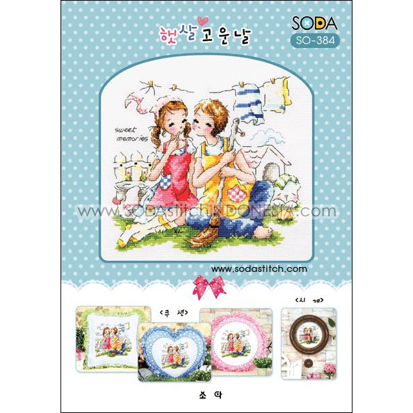 Paket DIY Craft Sulam Kristik Strimin Cross Stitch Sodastitch SO-384 - Lovely Sunny Day Korea Couple