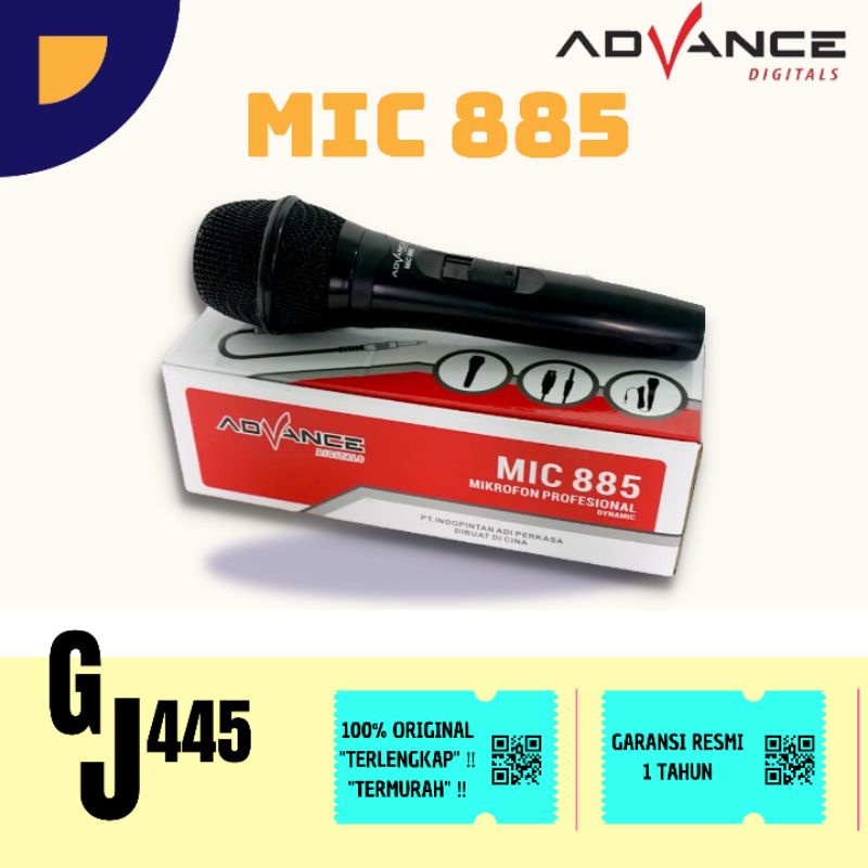 Advance MIC 885 Single Profesional Dynamic Microphone Speaker Mic Kabel Microphone Premium Jack Besar 6.5MM