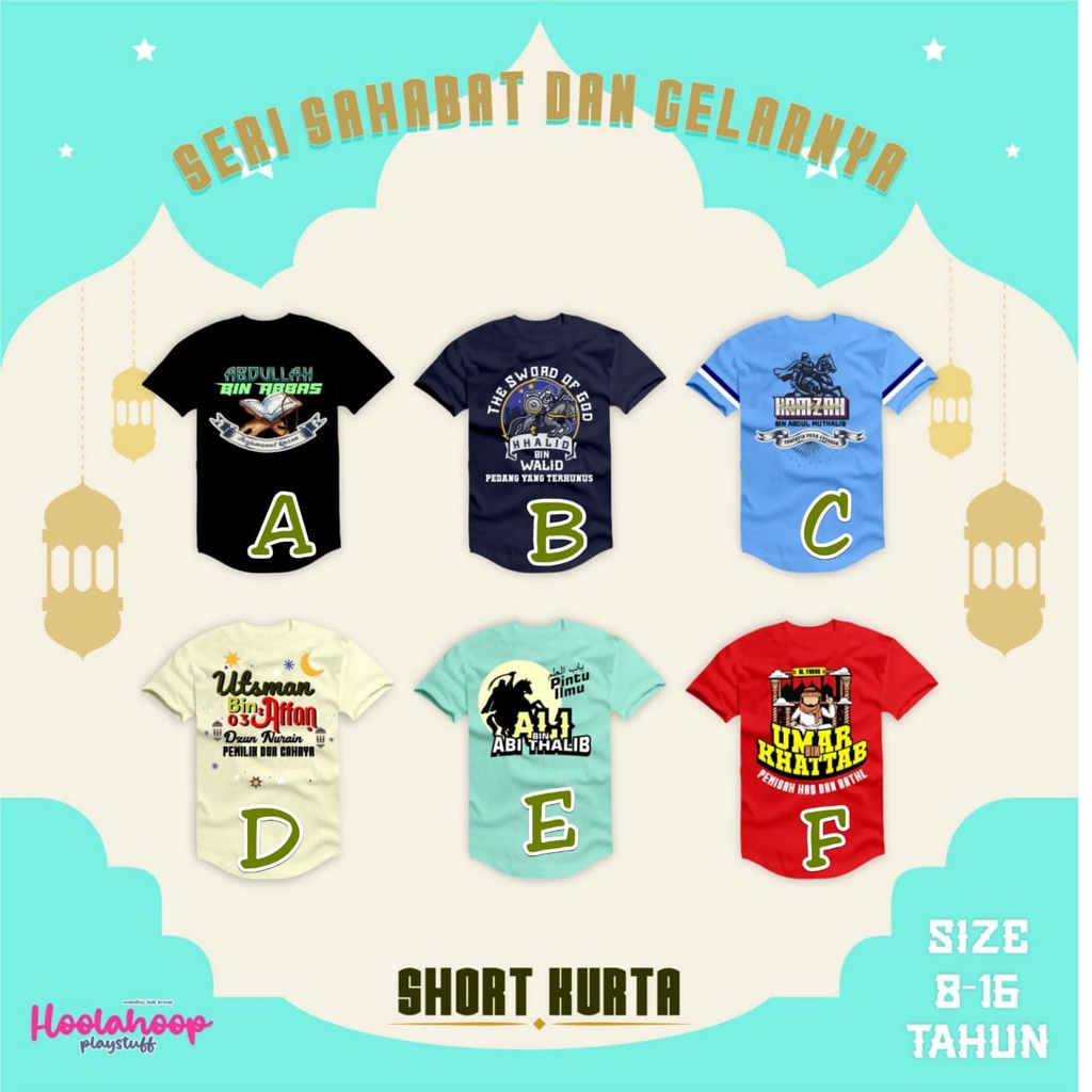 KAOS ANAK LAKI-LAKI SAHABAT NABI SERIES USIA 8-14 TAHUN