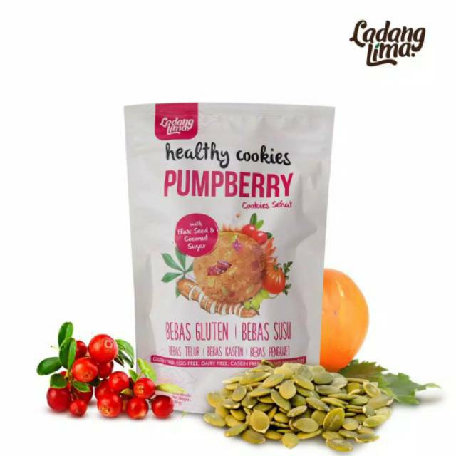 

Ladang Lima Pumpberry Cookies - Biskuit Sehat Gluten Free, Egg Free, Dairy Free