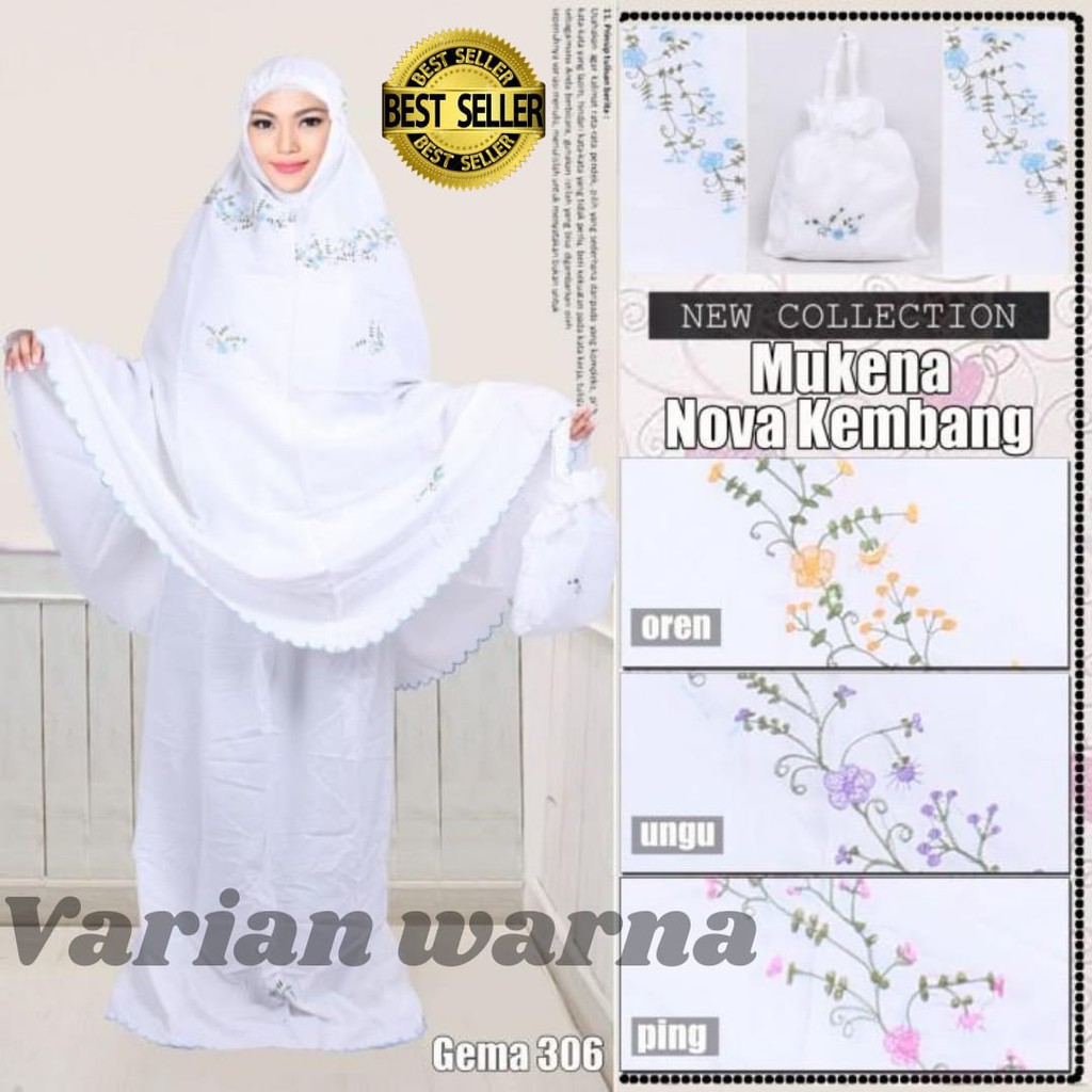 Mukena dewasa katun premium bunga bordir