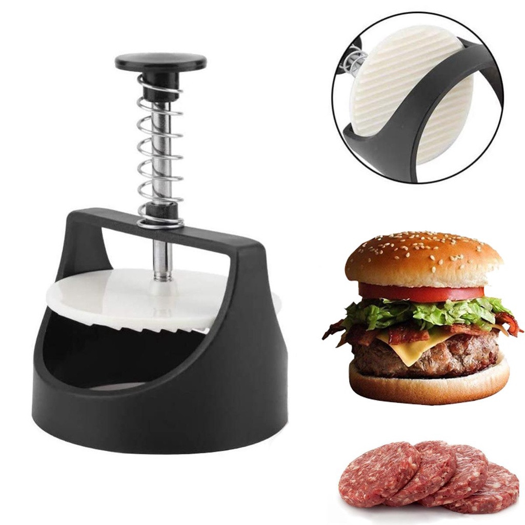 [Elegan] Hamburger Press Dapur Rumah Cetakan Makanan Bulat Manual Plastik Burger Maker